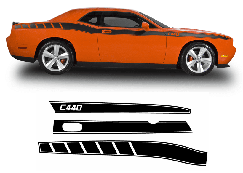 Matte Black Strobe Style Side Decals C440 Logo 11-16 Challenger Matte Black Strobe Style Side Decals C440 Logo 11-16 Challenger